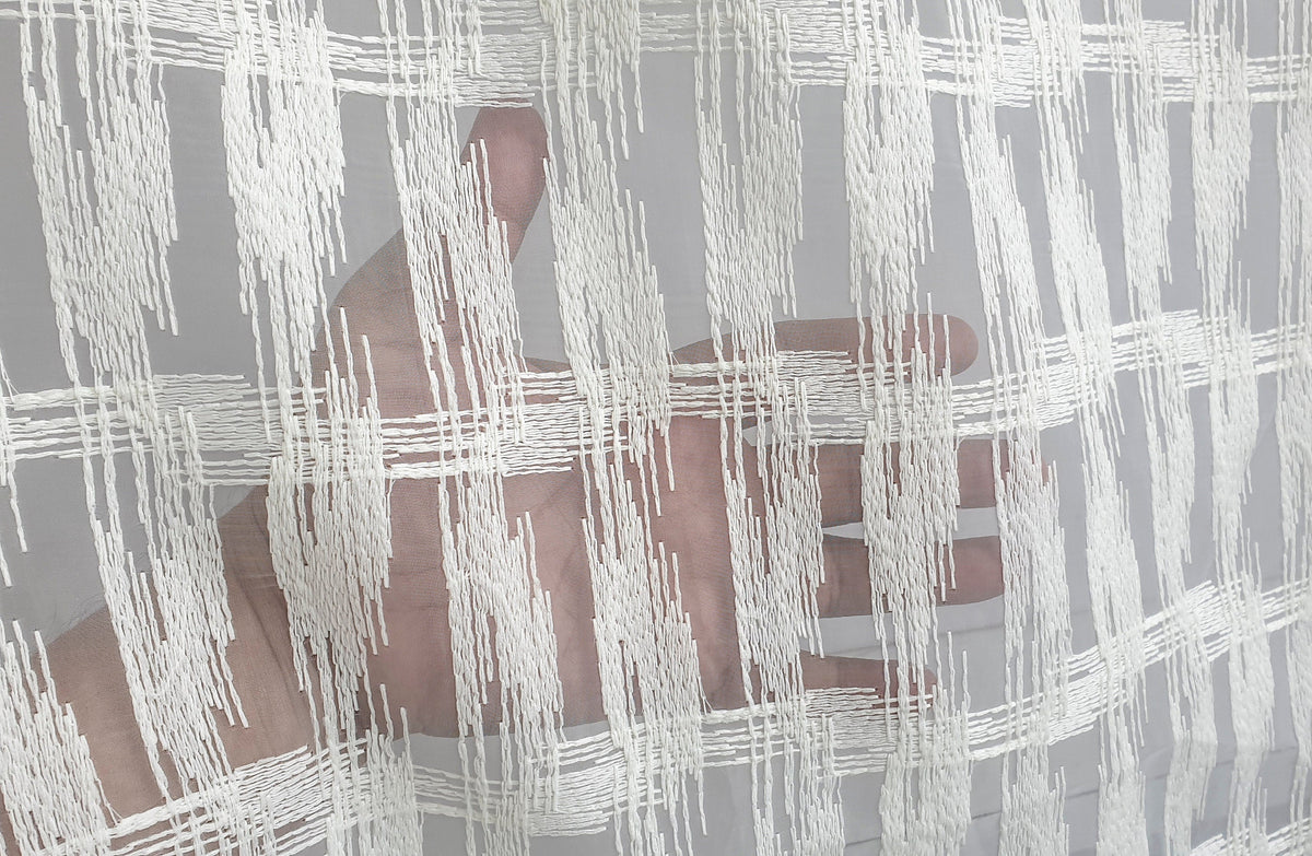 Ivory Illustrations Sheer Curtain Fabric By The Metre