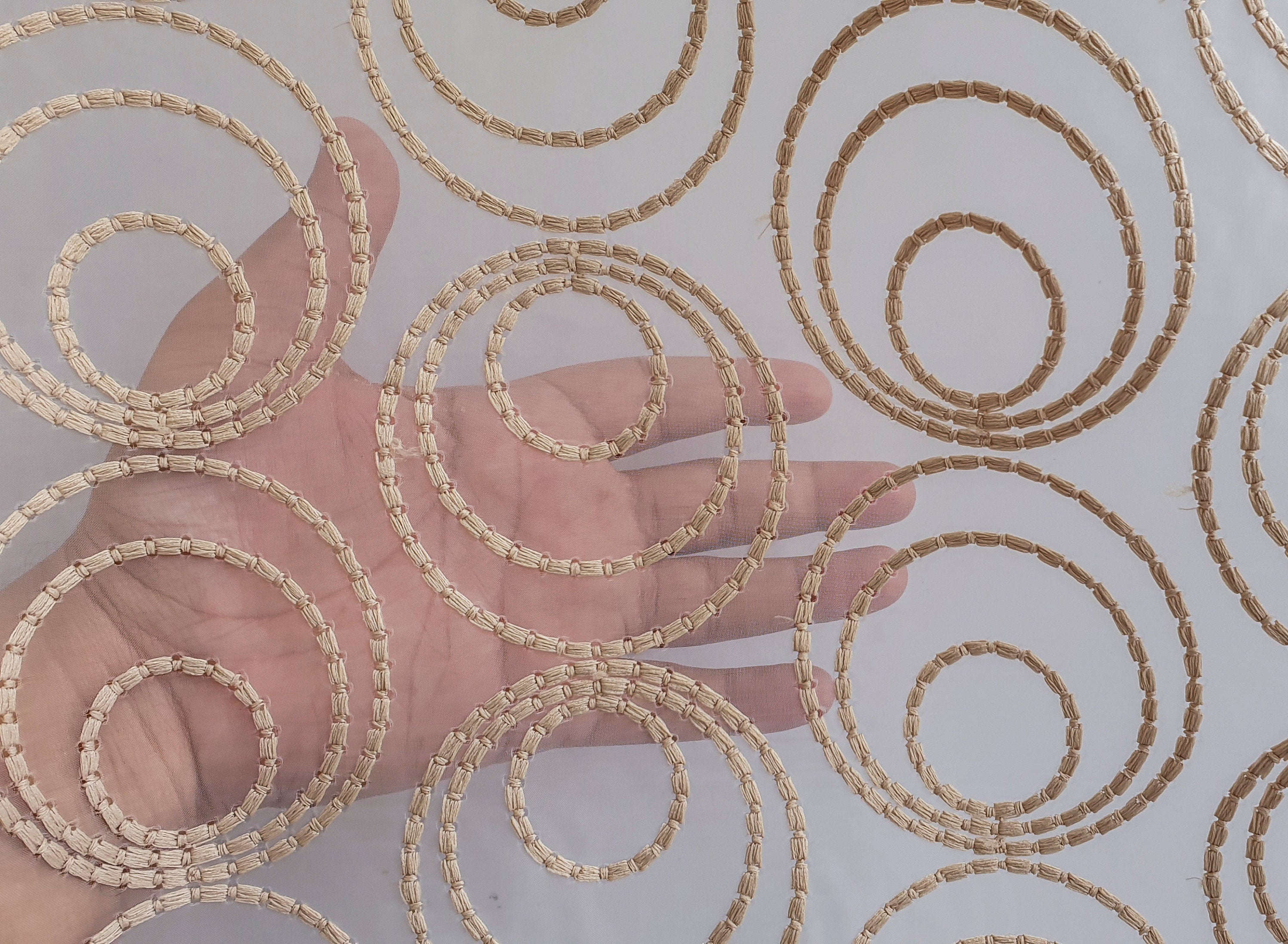 Fawn Circles Sheer Curtain Fabric By The Metre
