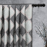 Knotted Vibes Navy Blue Cotton Embroidery Curtain Panels