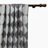 Knotted Vibes Navy Blue Cotton Embroidery Curtain Panels