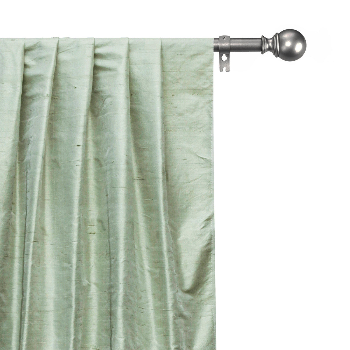 Pistachio Green Silk Dupioni Curtain Panels
