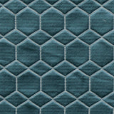 Teal N Silver Hexagon Jacquard Quilt Look Curtain Panels