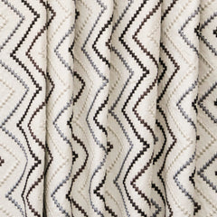 Charcoal Gray Cotton Embroidered Diamonds Curtain Panels