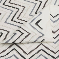 Charcoal Gray Cotton Embroidered Diamonds Curtain Panels
