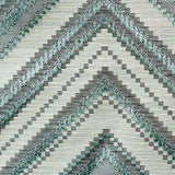 Teal Geometric Waves Jacquard Curtain Panels, Abstract
