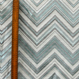 Teal Geometric Waves Jacquard Curtain Panels, Abstract