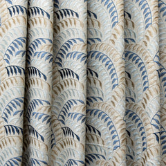 Leaving Blue Floral Cotton Embroidery Curtain Panels