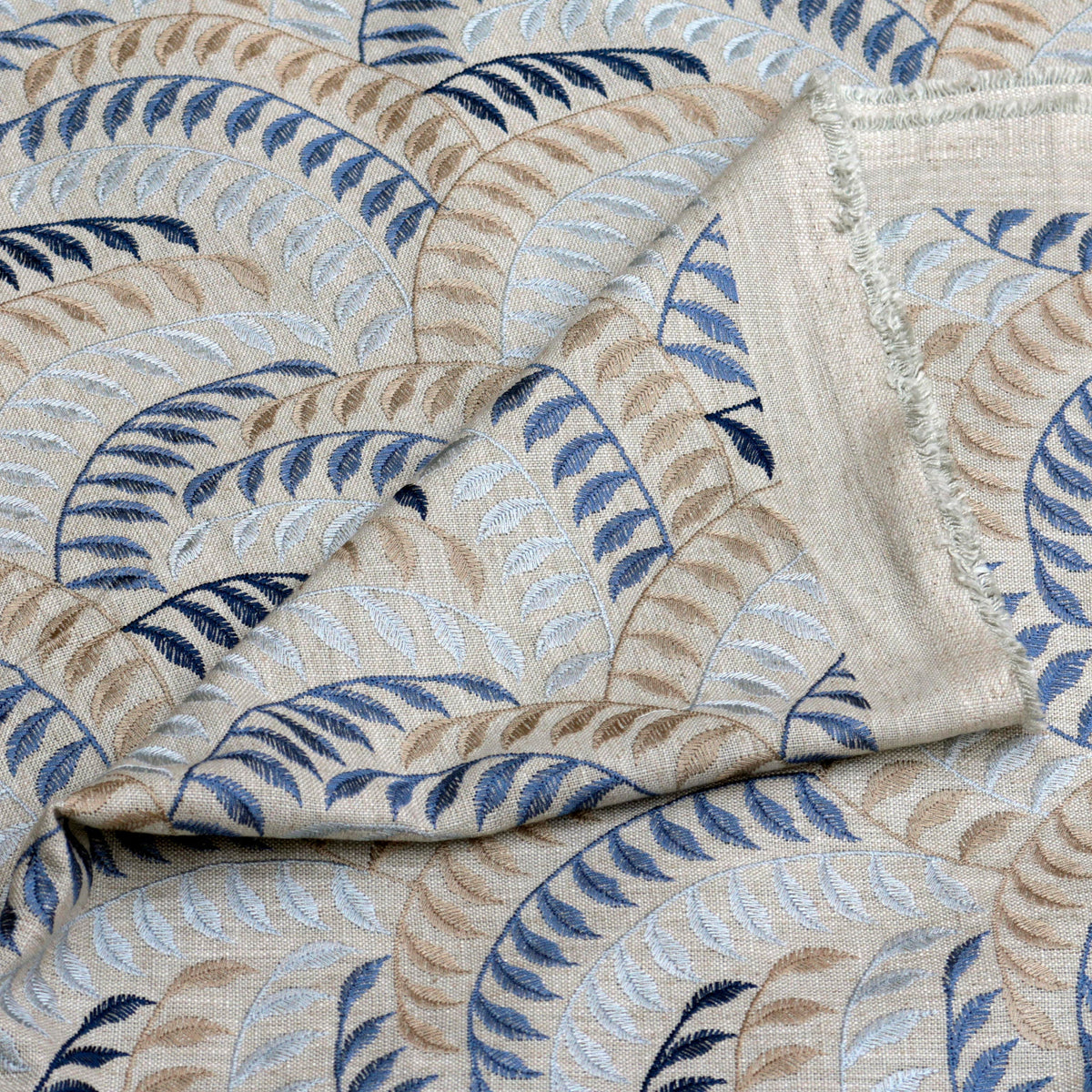 Leaving Blue Cotton Fabric By The Metre