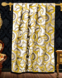 Yellow N Gray Scrolls Jacquard Weave Curtain Panels