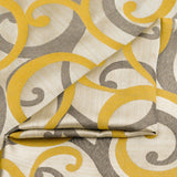 Yellow N Gray Scrolls Jacquard Weave Curtain Panels
