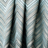 Teal Geometric Waves Jacquard Curtain Panels, Abstract