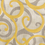 Yellow N Gray Scrolls Jacquard Weave Curtain Panels
