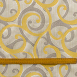 Yellow N Gray Scrolls Jacquard Weave Curtain Panels