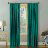 Dark Peacock Green Silk Dupioni Curtain Panels