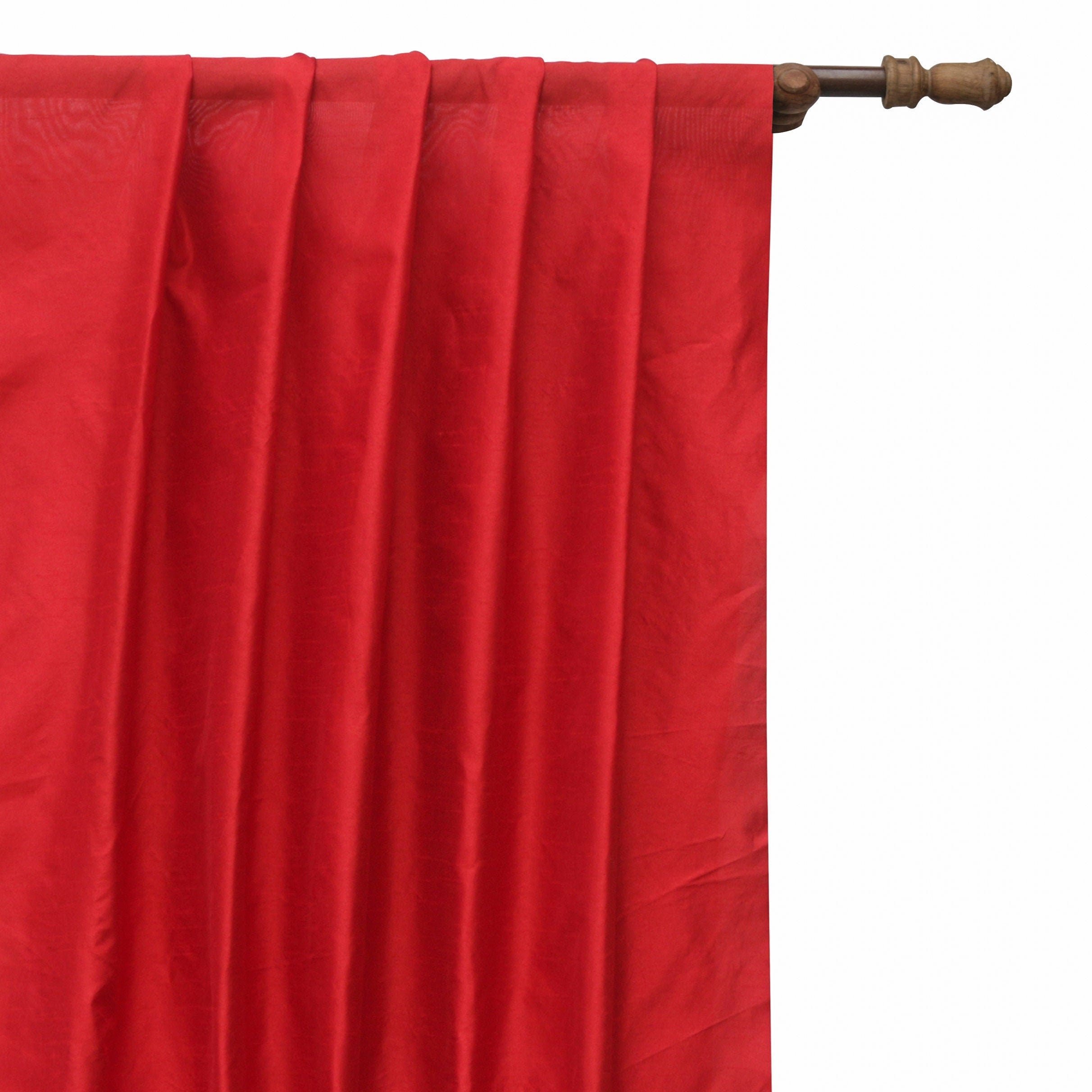 Blood Red Art Silk Curtain Panels