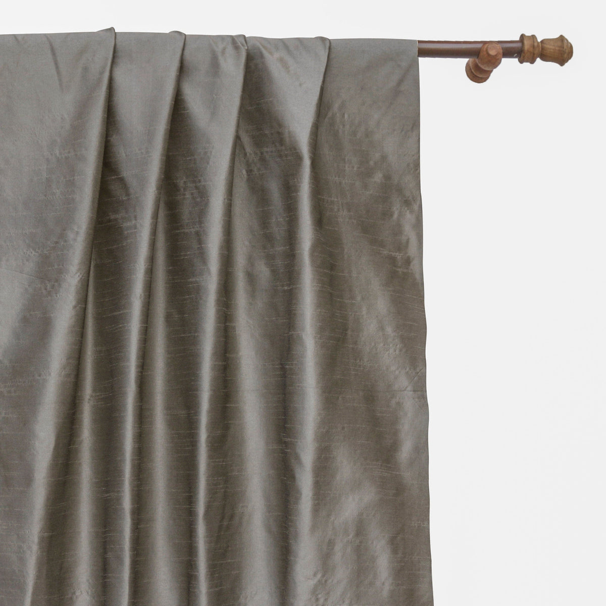 Metallic Warm Silver Art Silk Curtain Panels