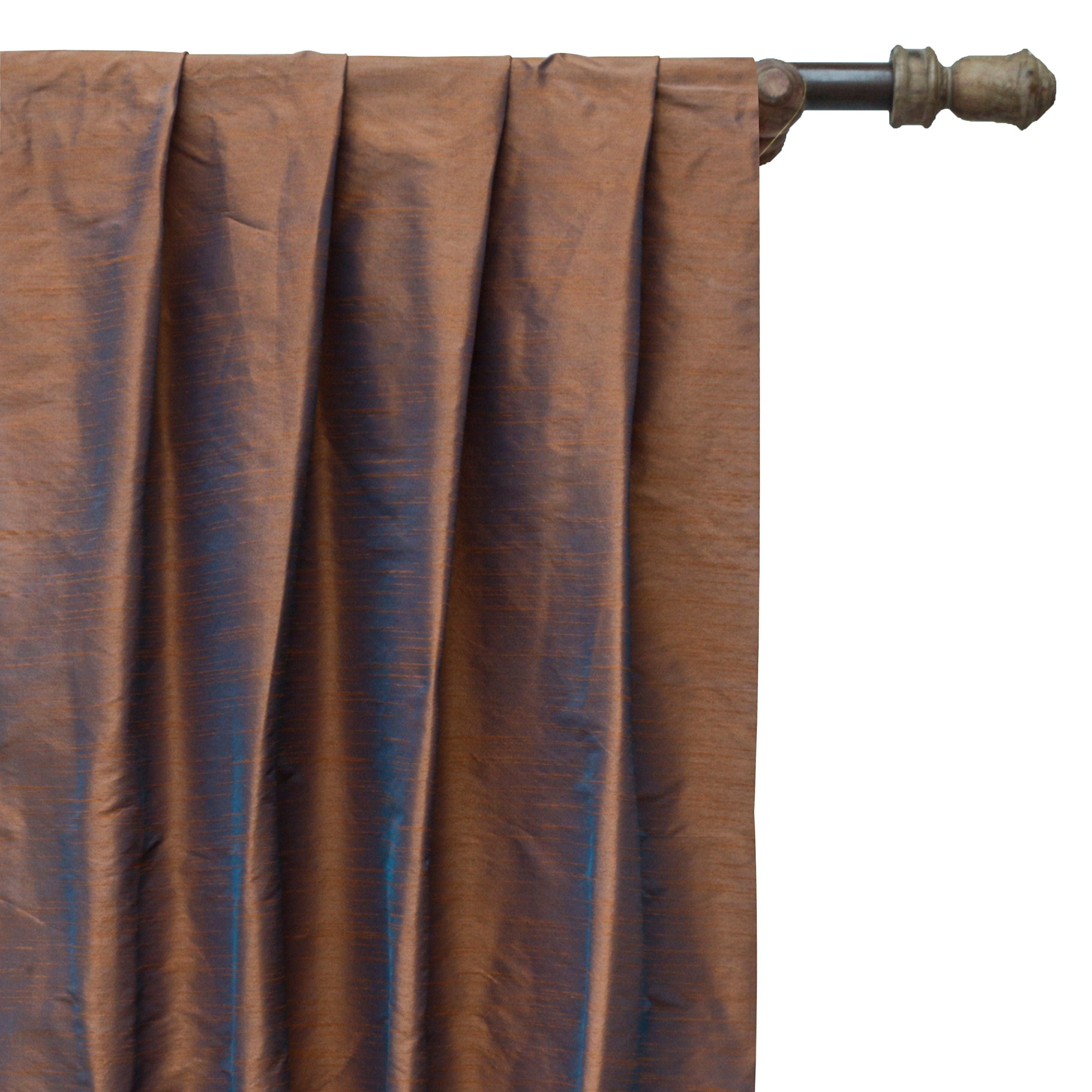 Orange & Blue Art Silk Curtain Panels