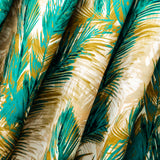 The Turquoise Green Field Printed Satin Curtain Panels