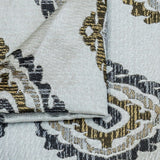 Gold N Grey Damask Jacquard Weave Textured Curtain Panels