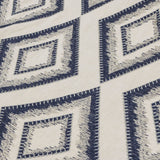 Blue Diamonds Embroidered Cotton Linen Curtain Panels