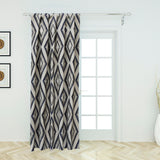 Blue Diamonds Embroidered Cotton Linen Curtain Panels