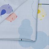 Light Blue Cute Birds Kids Printed Cotton Curtain Panels