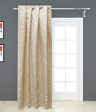 Beige Mosaics Textured Foil Printed Jacquard Curtain Panels