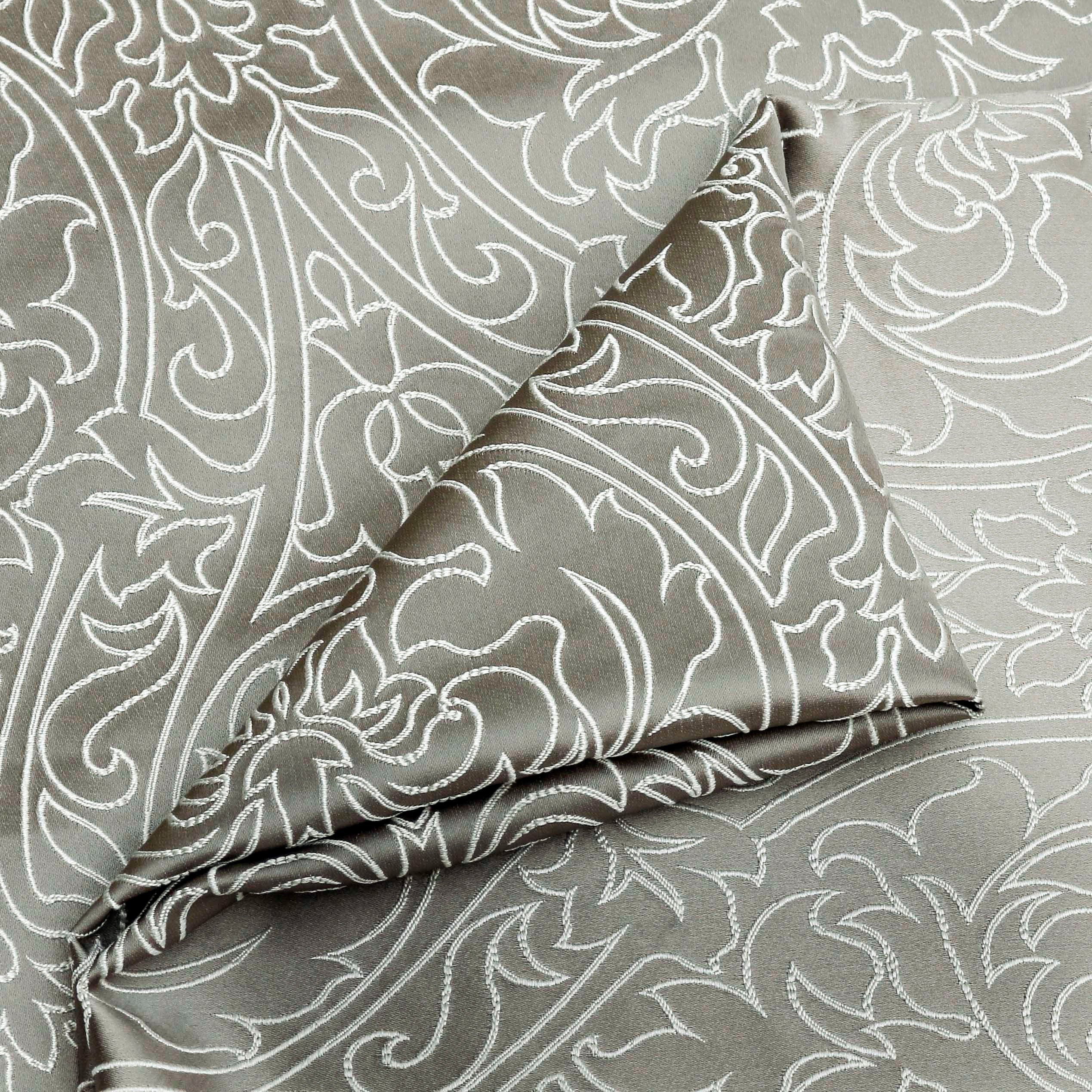 Damask Ornate Embroidered Polyester Weaved Curtain Panels