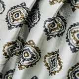 Gold N Grey Damask Jacquard Weave Textured Curtain Panels