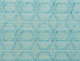 Geometric Aqua Blue Jacquard Weave Textured Curtain Panels