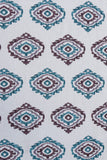Burgundy And Teal Jacquard Fabric By The Metre