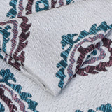 Burgundy Teal Damask Jacquard Weave Textured Curtain Panels