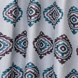Burgundy Teal Damask Jacquard Weave Textured Curtain Panels