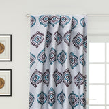Burgundy Teal Damask Jacquard Weave Textured Curtain Panels