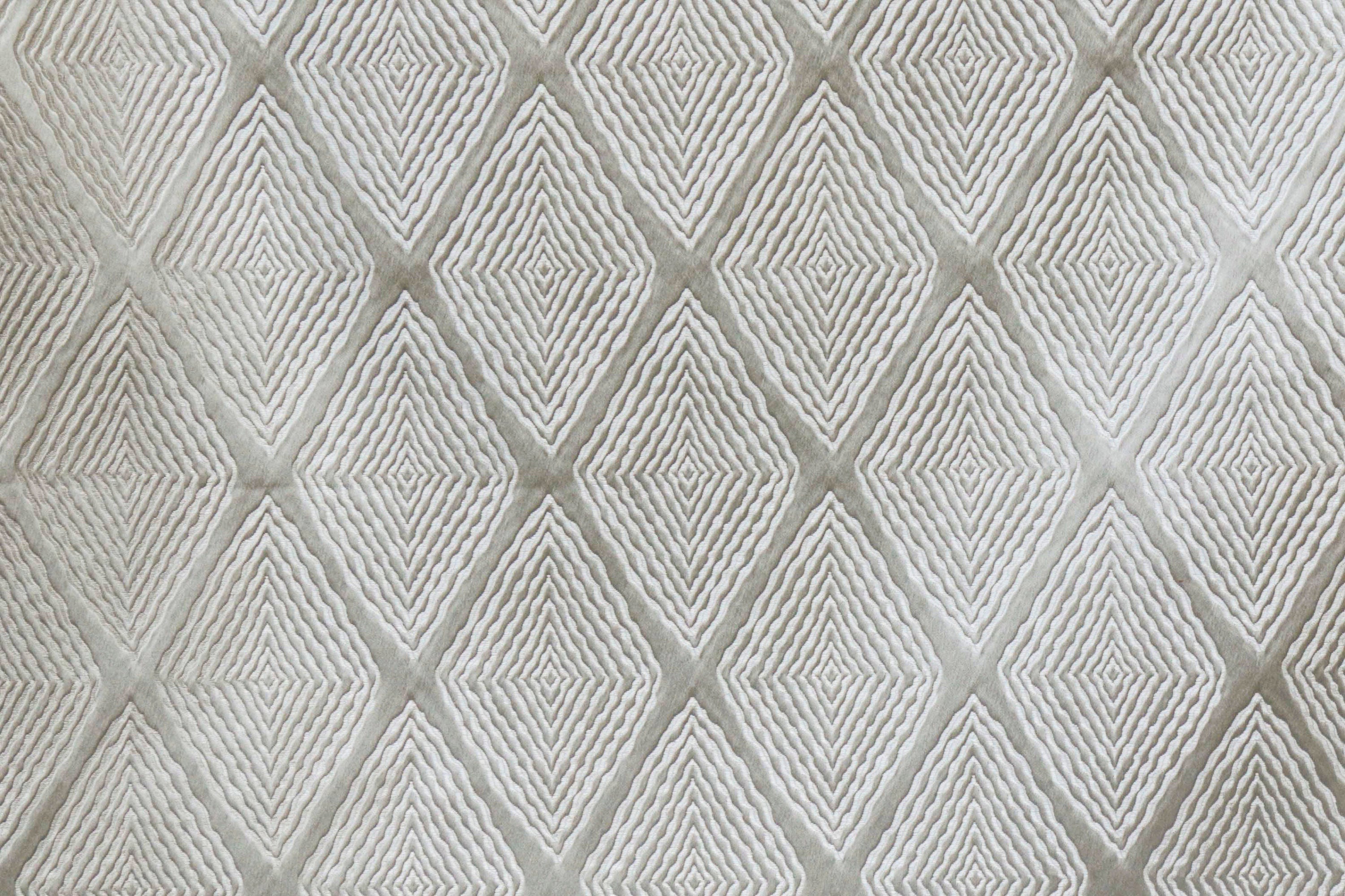 Greyish Beige Textured Diamonds Jacquard Curtain Panels