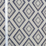 Blue Diamonds Embroidered Cotton Linen Curtain Panels