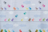 Light Blue Cute Birds Kids Printed Cotton Curtain Panels