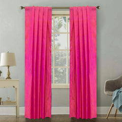 Pink & Orange Pure Silk Dupioni Curtain Panels