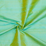 Sea Blue & Gold Silk Dupioni Curtain Panels