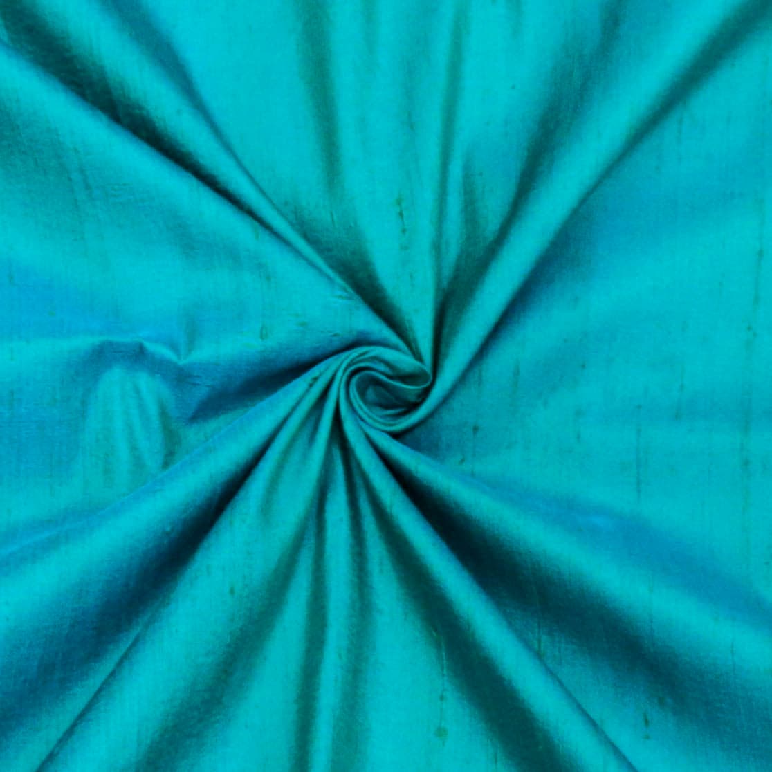 Peacock Green Blue Silk Dupioni Fabric