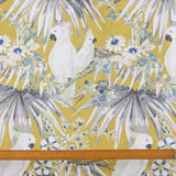 White N Blue Parrots Printed Cotton Curtain Panels