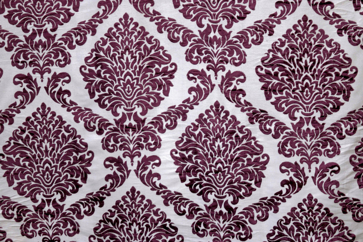 Purple Damask Burntout Velvet Curtain Panels