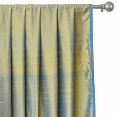 Turquoise & Gold Silk Dupioni Curtain Panels