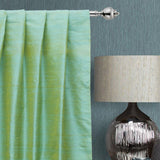Sea Blue & Gold Silk Dupioni Curtain Panels