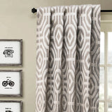 Beige Eternity Geometric Jacquard Weave Curtain Panels