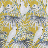 White Parrots Cotton Fabric By The Metre