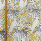 White Parrots Cotton Fabric By The Metre