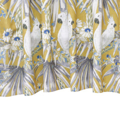 White N Blue Parrots Printed Cotton Curtain Panels