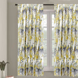 White N Blue Parrots Printed Cotton Curtain Panels