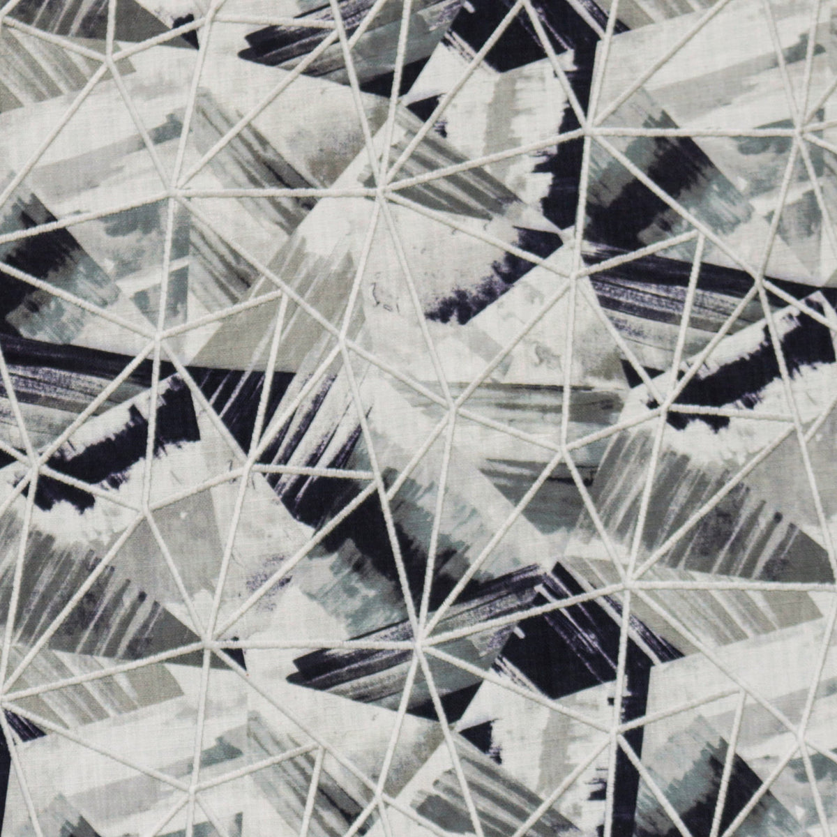 Abstract Triangles Printed Cotton Embroidery Curtain Panels